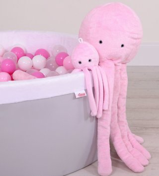 Plyšové hračky /  Roztomilá plyšová chobotnica s hrkálkou 31cm - Ružová 