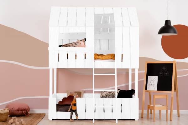 Poschodové postele /  Detská poschodová posteľ domček PAT biela 