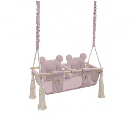 Hojdačky /  Detská sedačková hojdačka pre dvojičky Mouse - Sepia rose 