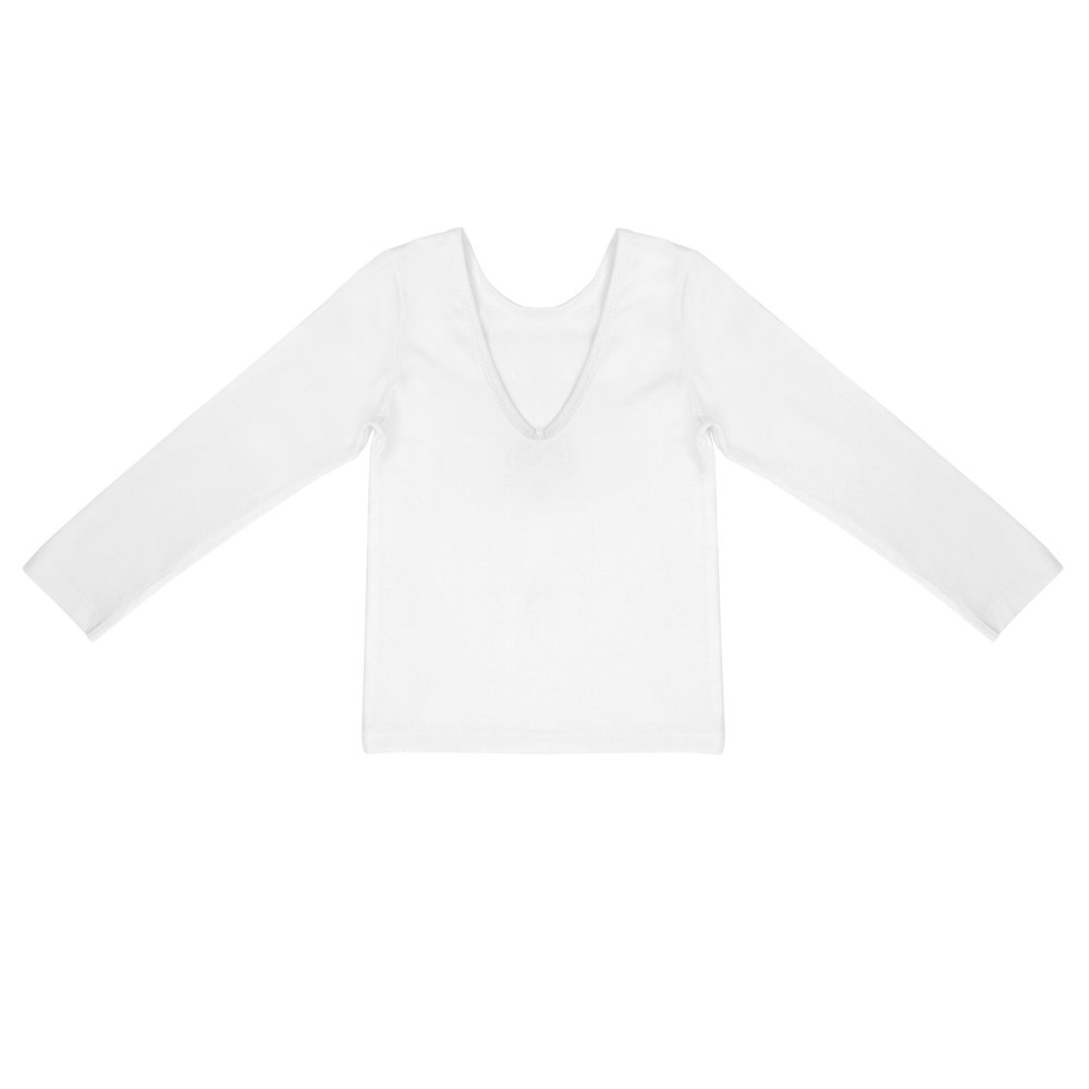 Tričká s dlhým rukávom /  Detské tričko s dekoltom na chrbte - Biele 