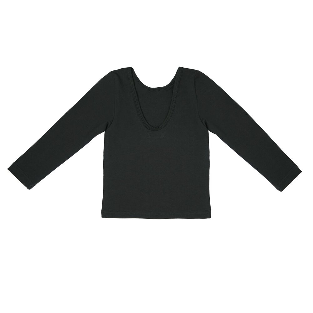 Tričká s dlhým rukávom /  Detské tričko s dekoltom na chrbte - Čierne 