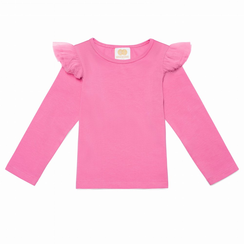 Tričká s dlhým rukávom /  Detské tričko s dlhým rukávom a volánikmi Angel - baby pink 