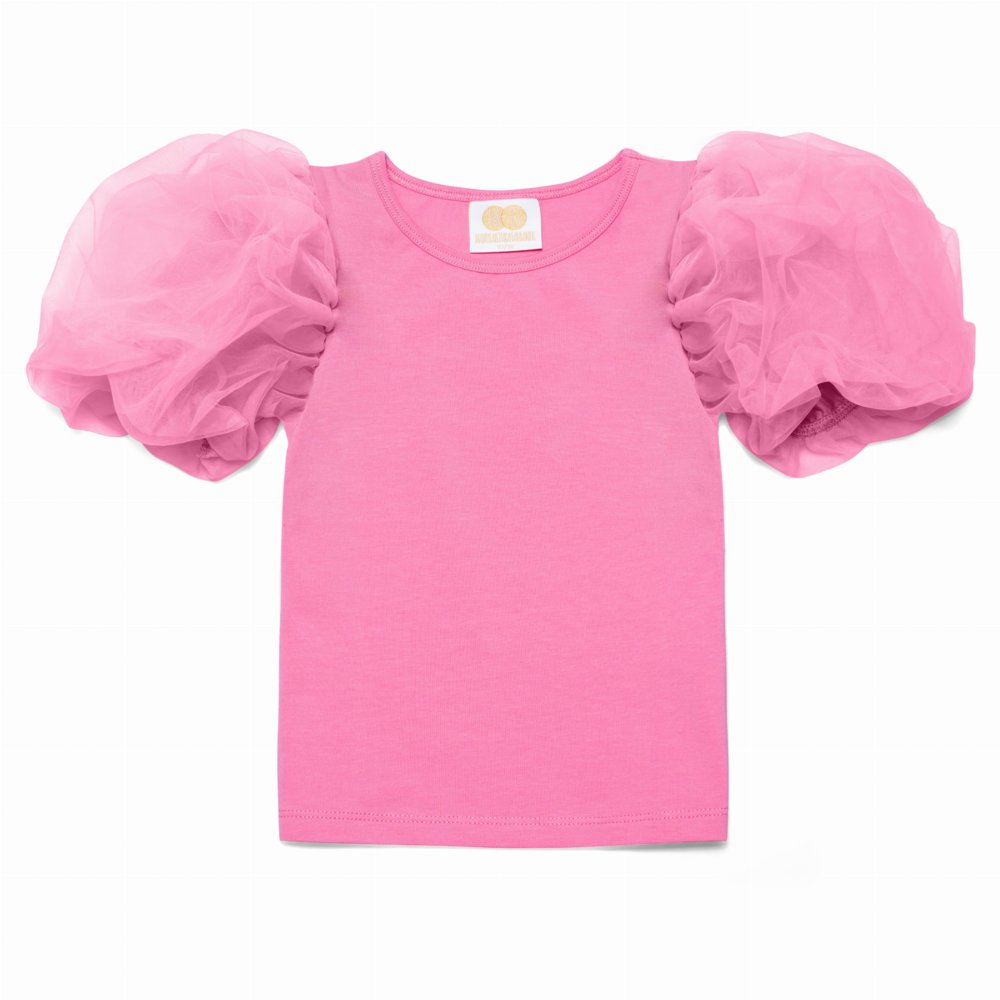 Tričká s krátkym rukávom /  Detské tričko s pufovanými rukávmi - baby pink 