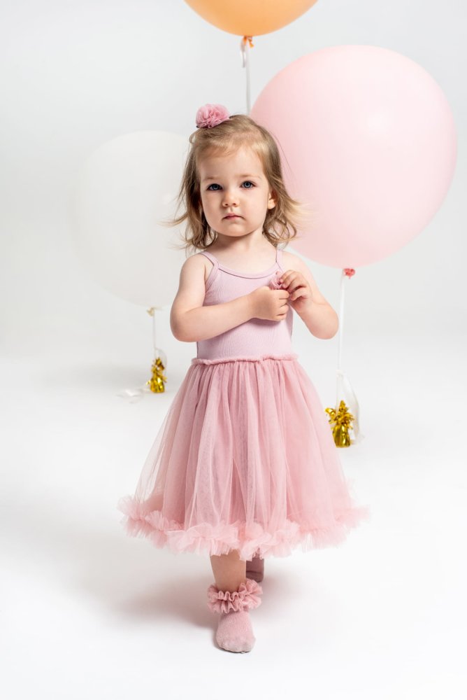 Šaty /  Detské tylové šaty Princess na ramienka - púdrovo ružové 