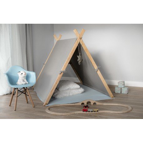 Detské stany, teepee /  Detský stan s drevenou konštrukciou - šedý 