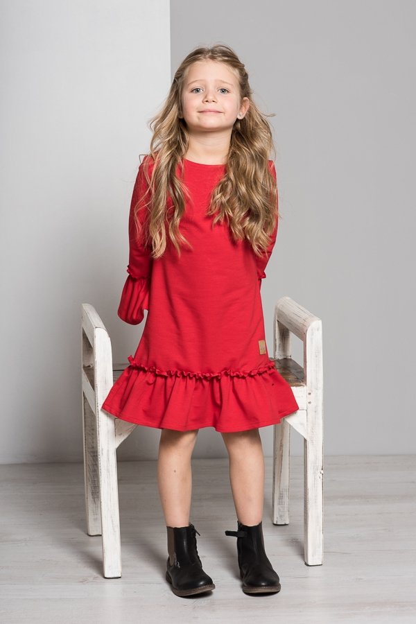 Šaty /  Dievčenské šaty s dlhým rukávom Butterfly - červené 
