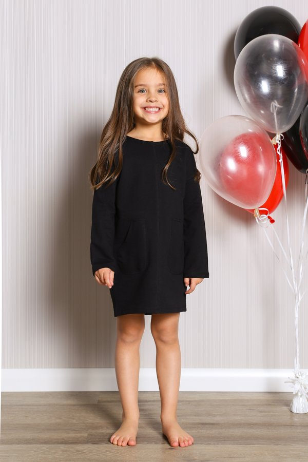 Šaty /  Dievčenské šaty s dlhým rukávom Perfect - čierne 