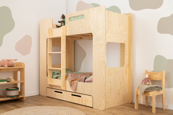 Poschodové postele /  Dizajnová poschodová posteľ so zábranou a šuflíkom SIMBA S 