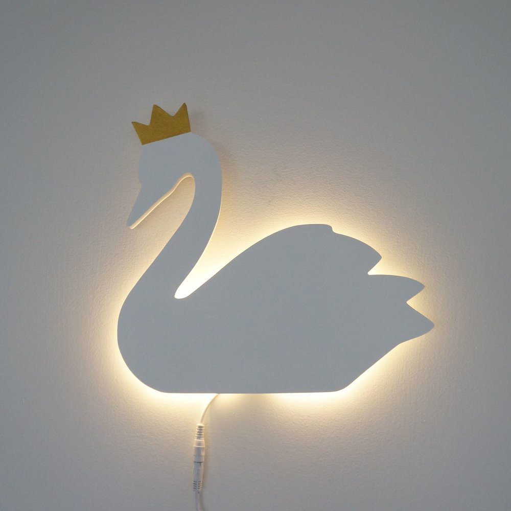 Lampy, osvetlenie /  Drevená lampa - labuť 