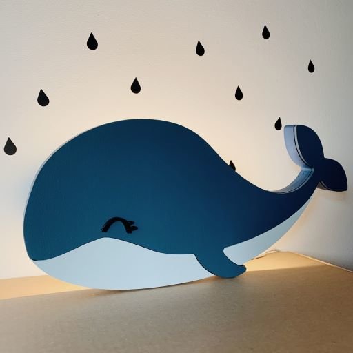 Lampy, osvetlenie /  Drevená lampa - veľryba 