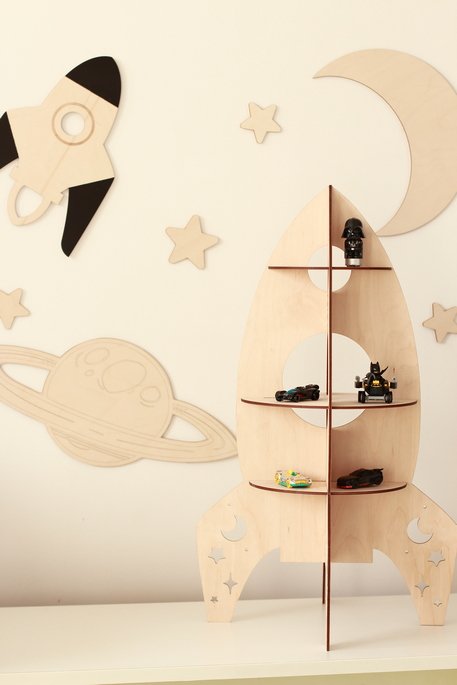 Doplnky /  Drevené dekorácie na stenu - raketa a hviezdy 
