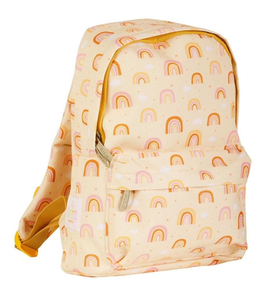 Ruksaky, kufríky, tašky /  Mini ruksak žltý s potlačou dúhy 