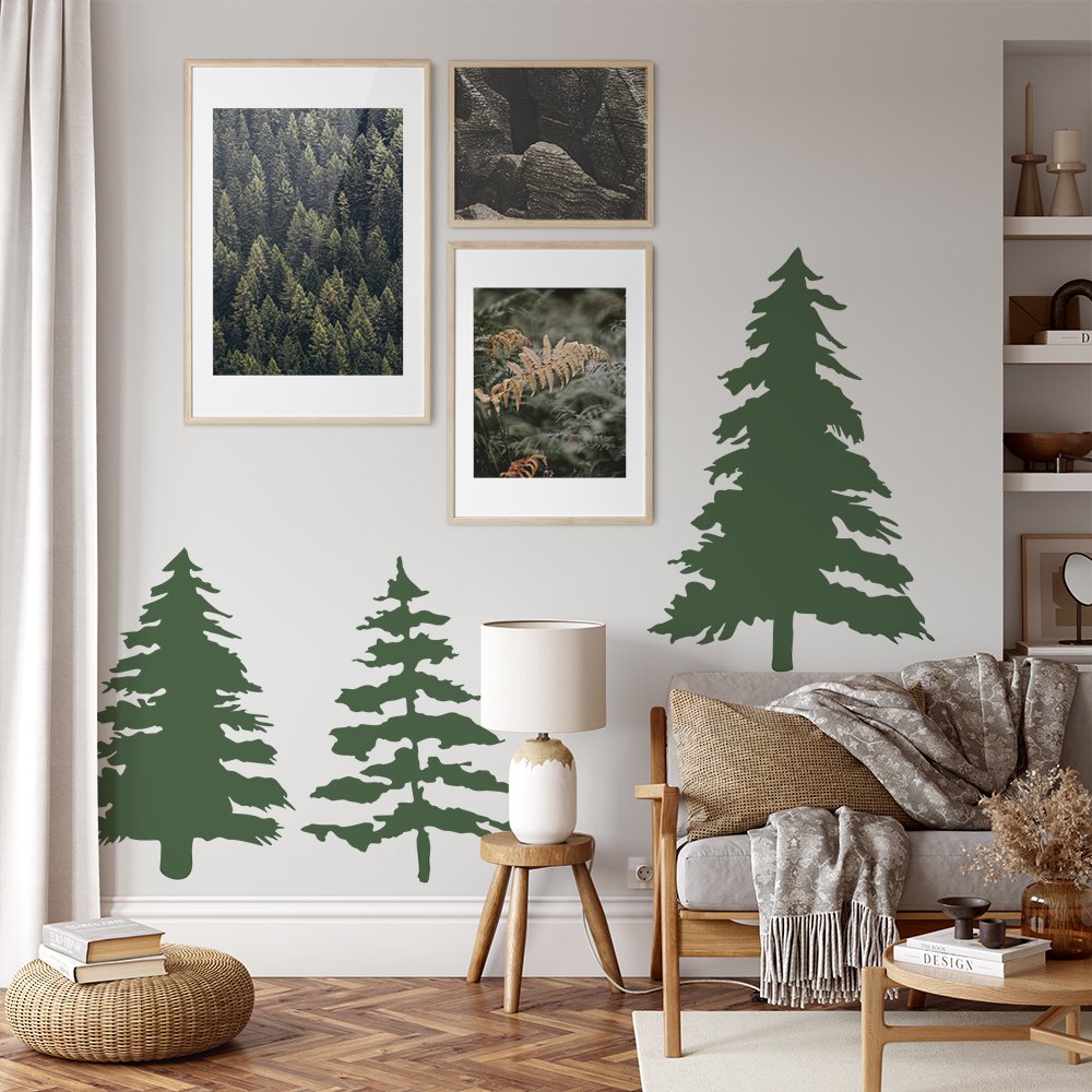 Forest - Lesný motív /  Nálepka na stenu Forest - stromčeky 3 ks R056 