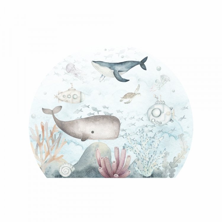 Oceán - Podmorský svet /  Nálepka na stenu Ocean - veľryby DK446 
