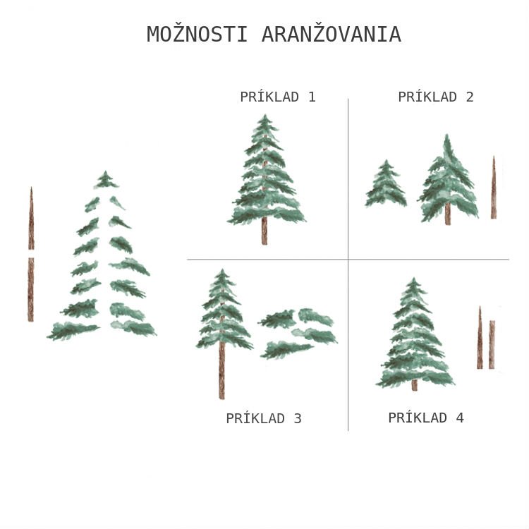 Forest - Lesný motív /  Nálepka na stenu Forest - stromčeky 2 ks DK313 