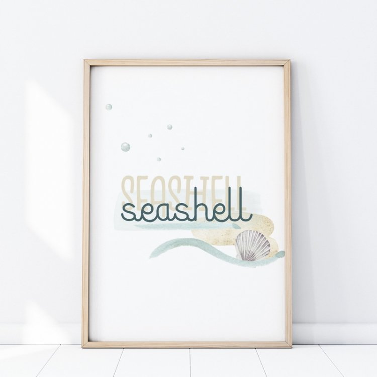 Plagáty /  Plagát Ocean - Nápis Seashell P395 