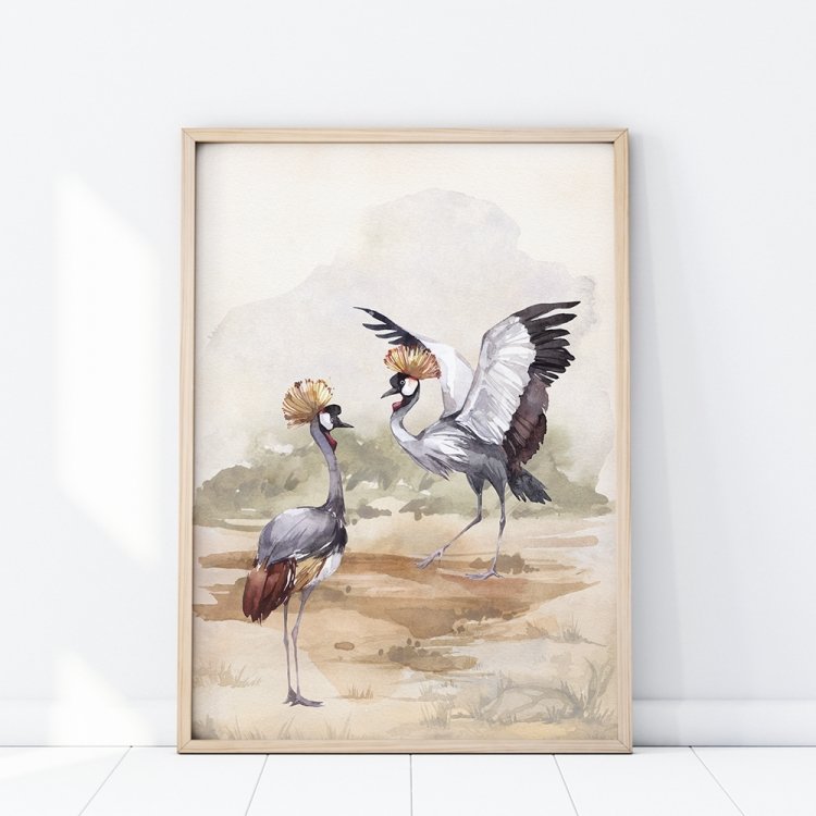Plagáty /  Plagát Safari - Vtáky žeriavy korunované P331 