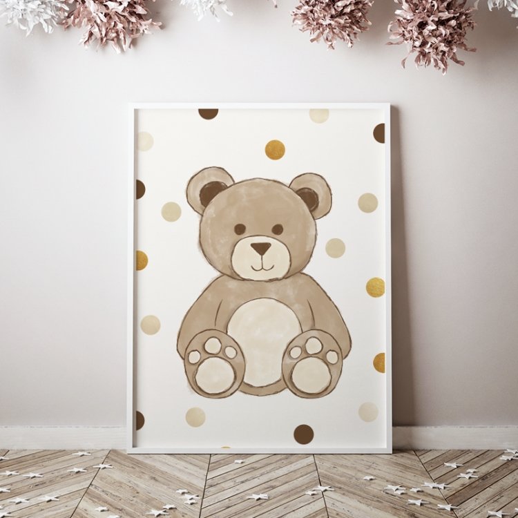 Plagáty /  Plagát Teddy - medvedík+dots P002 