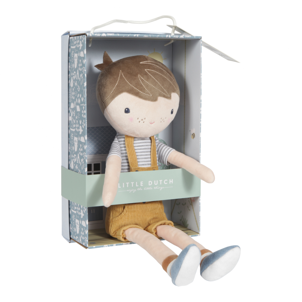 Bábiky a kočíky pre bábiky /  Plyšová bábika v krabičke Chlapec - 35 cm 