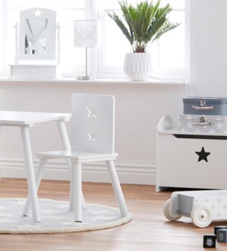 Stolíky /  Detský dizajnový stolík drevený biely 