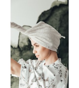 Uteráky /  Bambusový uterák/turban na vlasy s gumičkou - Gray 