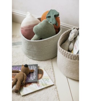 Koše na hračky, úložné boxy /  Bavlnený košík - Gram blue sage 