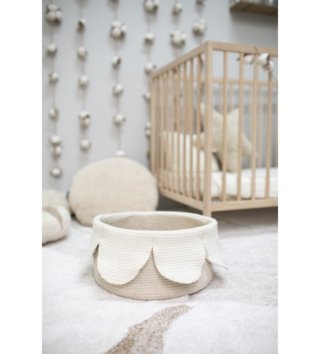 Koše na hračky, úložné boxy /  Bavlnený košík Petals Ivory - Natural 