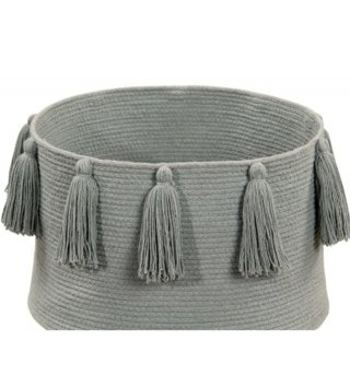 Koše na hračky, úložné boxy /  Bavlnený košík Tassels Light Grey 