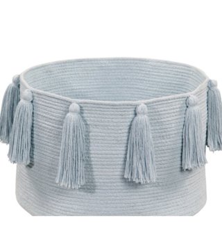 Koše na hračky, úložné boxy /  Bavlnený košík Tassels Soft Blue 