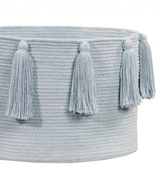 Koše na hračky, úložné boxy /  Bavlnený košík Tassels Soft Blue 