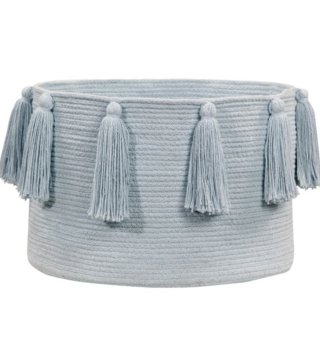 Koše na hračky, úložné boxy /  Bavlnený košík Tassels Soft Blue 