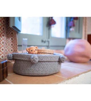 Koše na hračky, úložné boxy /  Bavlnený košík Tray Vintage Blue 