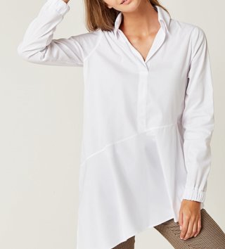 Dámske tričká a mikiny /  Dámska asymetrická košeľa - Biela 