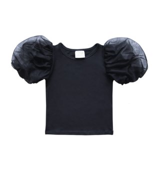 Dámske tričká a mikiny /  Dámske tričko s pufovanými rukávmi - čierne 