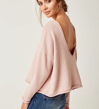 Dámske tričká a mikiny /  Dámsky sveter Lea - Púdrovo ružový 