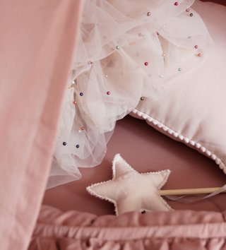 Vankúše /  Dekoračný štvorcový vankúš Bubble Boho - Púdrovo ružový 