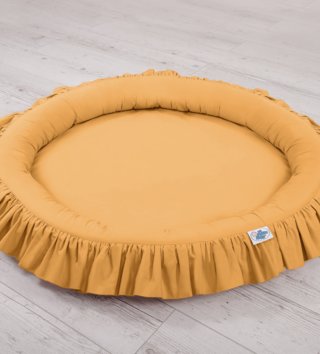 Okrúhle detské hniezda /  Detské okrúhle hniezdo s volánikmi - Horčicové 