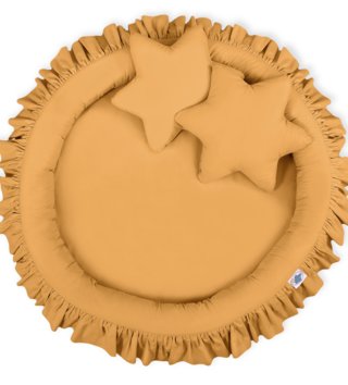 Okrúhle detské hniezda /  Detské okrúhle hniezdo s volánikmi - Horčicové 