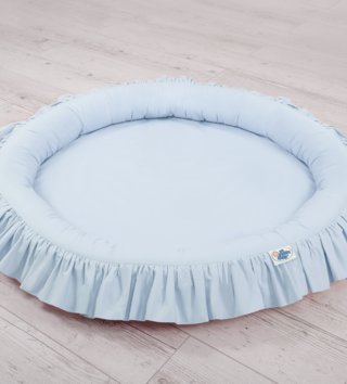 Okrúhle detské hniezda /  Detské okrúhle hniezdo s volánikmi - Modré 