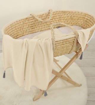 Mušelínové plienky /  Detská mušelínová plienka so strapcami - Krémová 