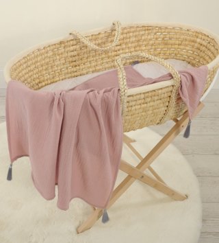 Mušelínové plienky /  Detská mušelínová plienka so strapcami - Púdrovo ružová 