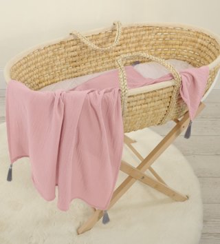 Mušelínové plienky /  Detská mušelínová plienka so strapcami - Ružová 