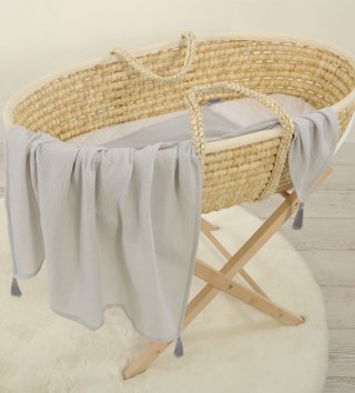 Mušelínové plienky /  Detská mušelínová plienka so strapcami - Šedá 