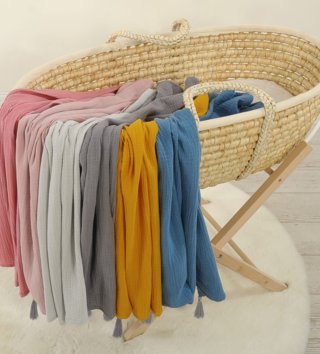 Mušelínové plienky /  Detská mušelínová plienka so strapcami - Vintage ružová 