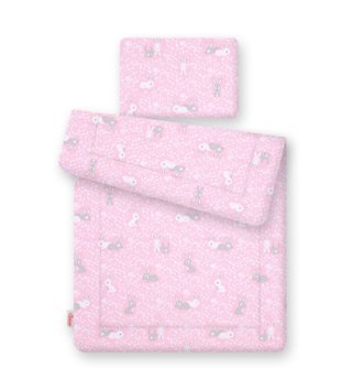 80 x 100 cm /  Detská perinka a vankúšik s výplňou 75x100 - Zajačiky 