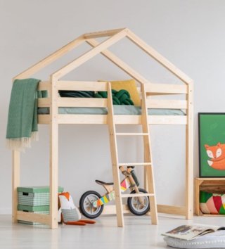 Poschodové postele /  Detská poschodová posteľ domček so zábranou MILA DMPA 
