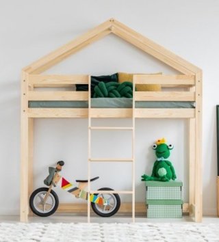 Poschodové postele /  Detská poschodová posteľ domček so zábranou MILA DMPA 