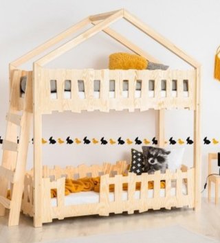 Poschodové postele /  Detská poschodová posteľ domček so zábranou ZIPPO B 