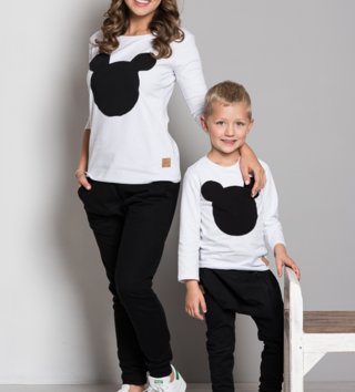Tričká s dlhým rukávom /  Detské tričko Mouse - biele/čierne 