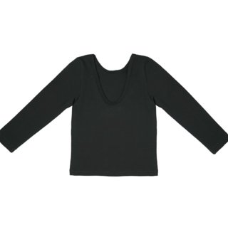 Tričká s dlhým rukávom /  Detské tričko s dekoltom na chrbte - Čierne 